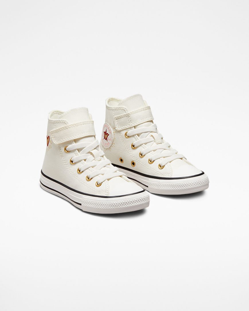 Dívčí Boty Vysoké Converse Chuck Taylor All Star Easy-On Hearts Bílé Tmavě Červené | CZ WURG13